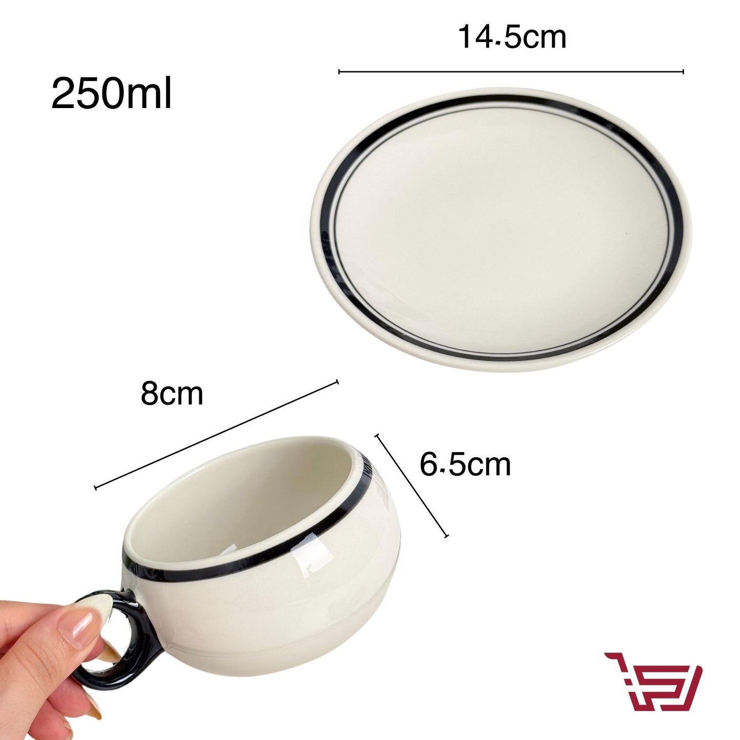 كوب سيراميك صغير مع صحن