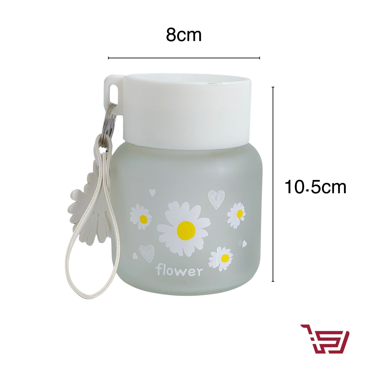 كوب زجاجي ديزي مع غطاء ومدالية