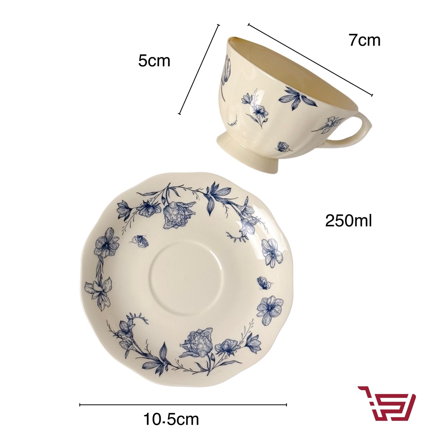 كوب سيراميك مع صحن فنتج