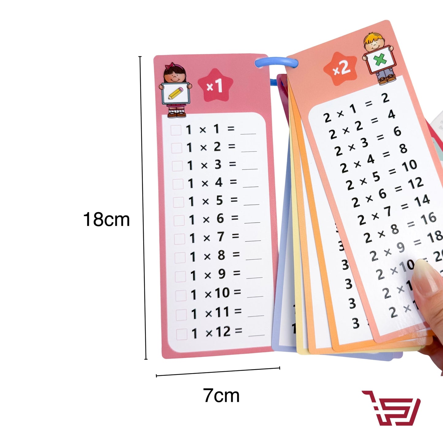 بطاقات تعليم جدول الضرب اقلام وممحاة