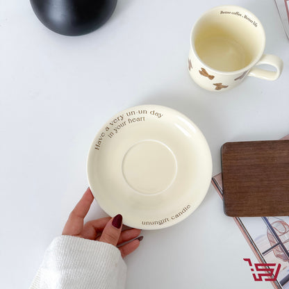 كوب سيراميك الدب مع صحن