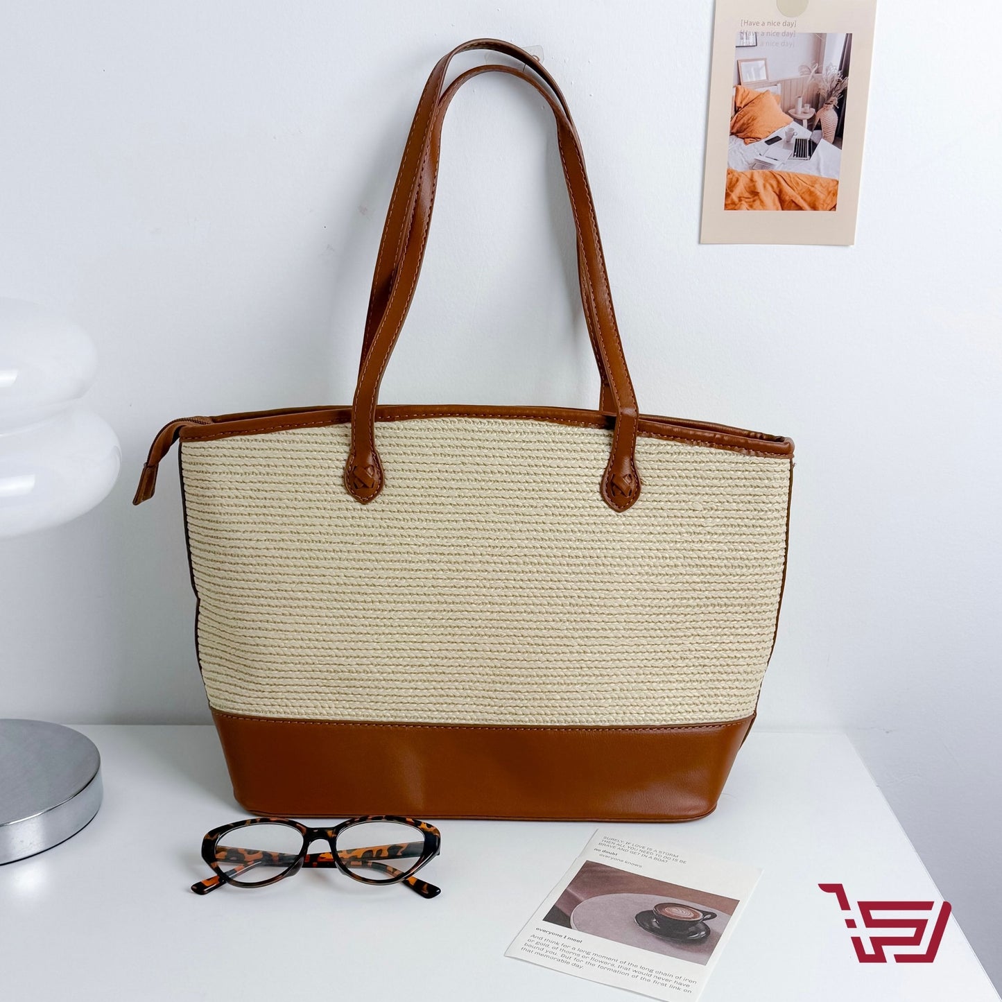 حقيبة كتف قش