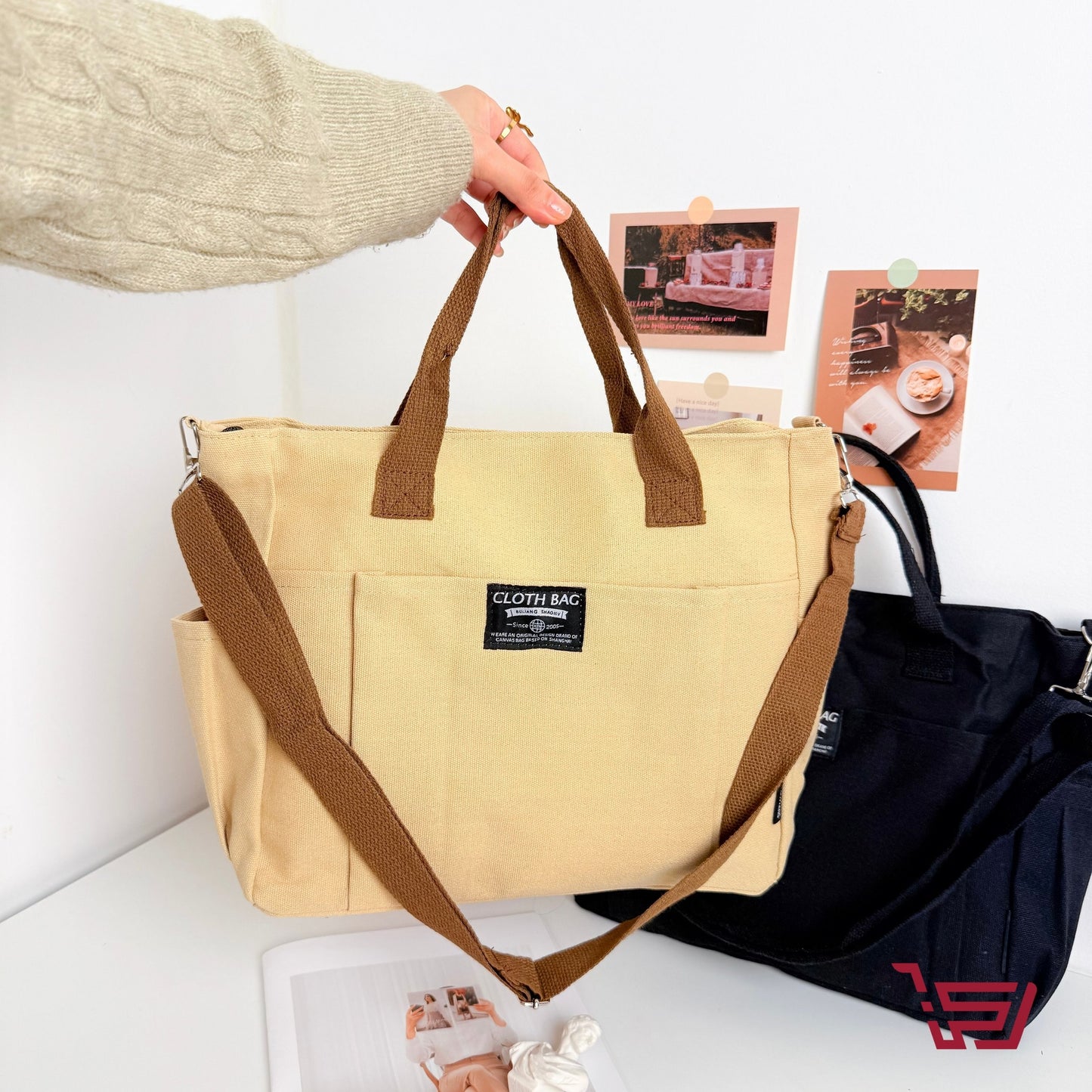 توت باك قماش بجيوب متعددة