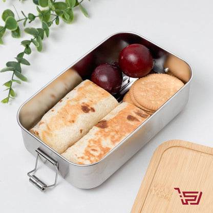 حافظة طعام ستيل مع غطاء خشب