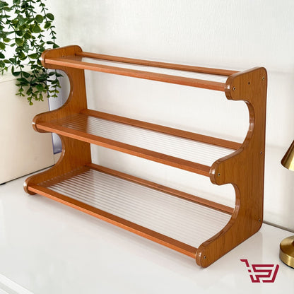 رف اكواب من خشب البامبو والاكريلك