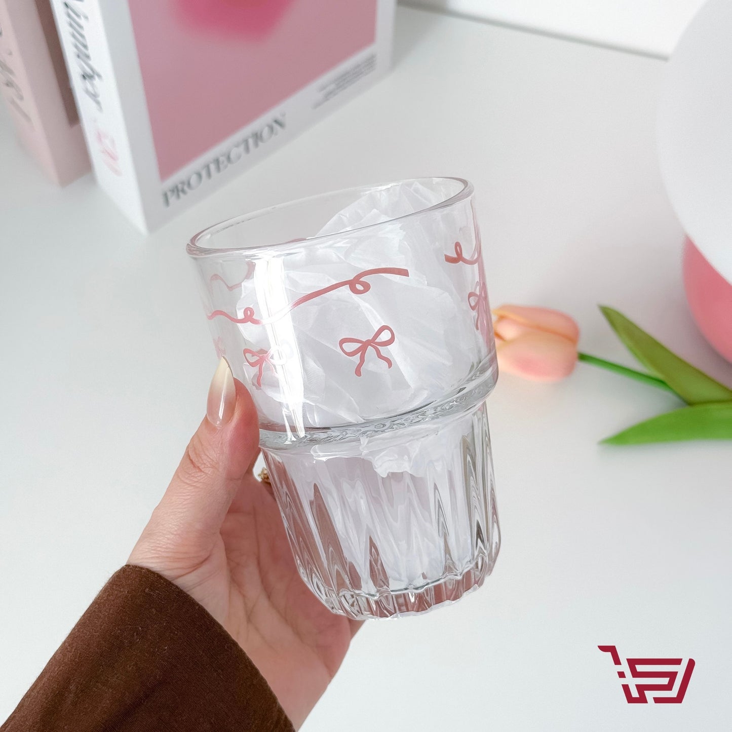 كوب زجاج فيونكة