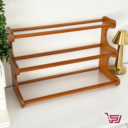 رف اكواب من خشب البامبو والاكريلك