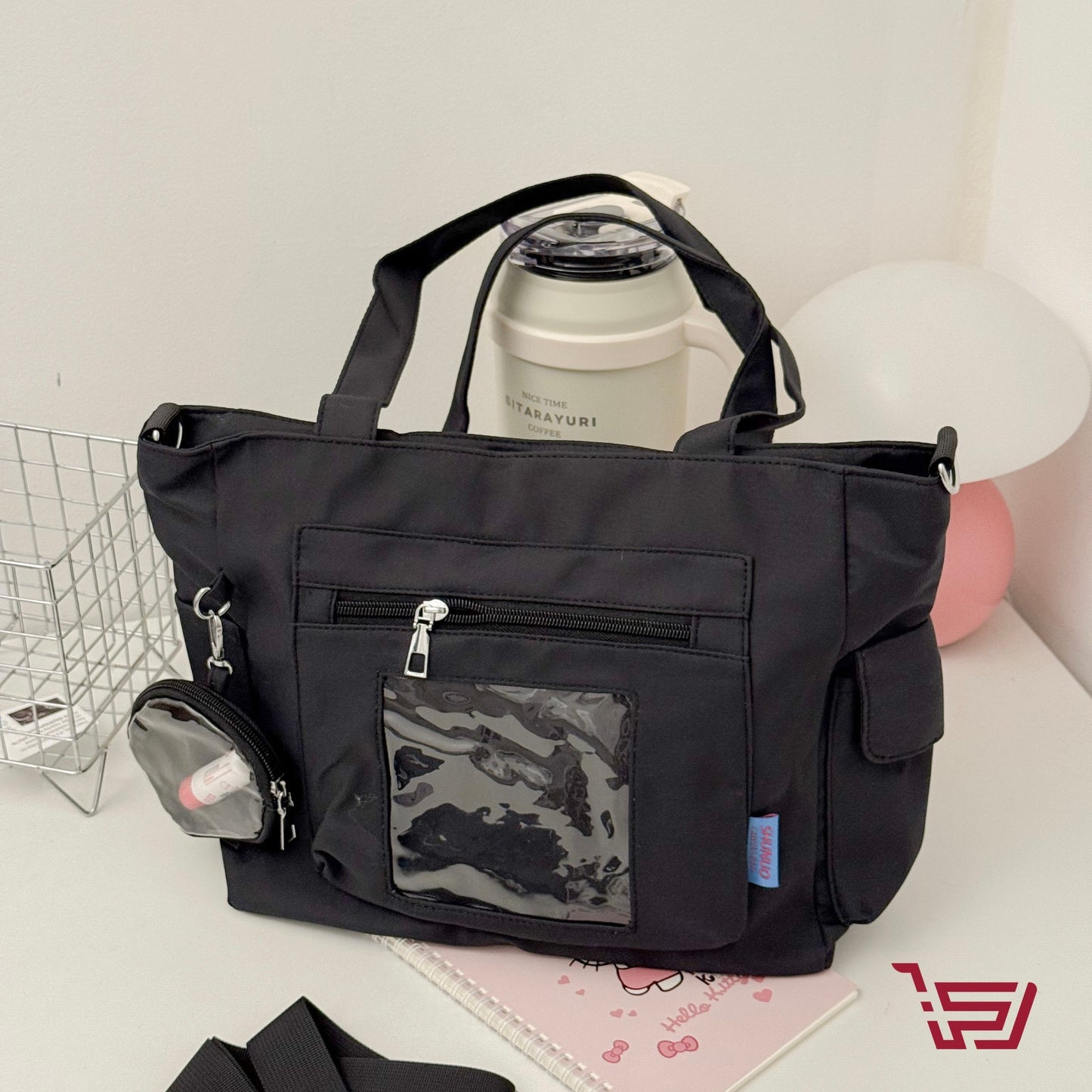 حقيبة كتف بجيوب متعددة مع محفظة