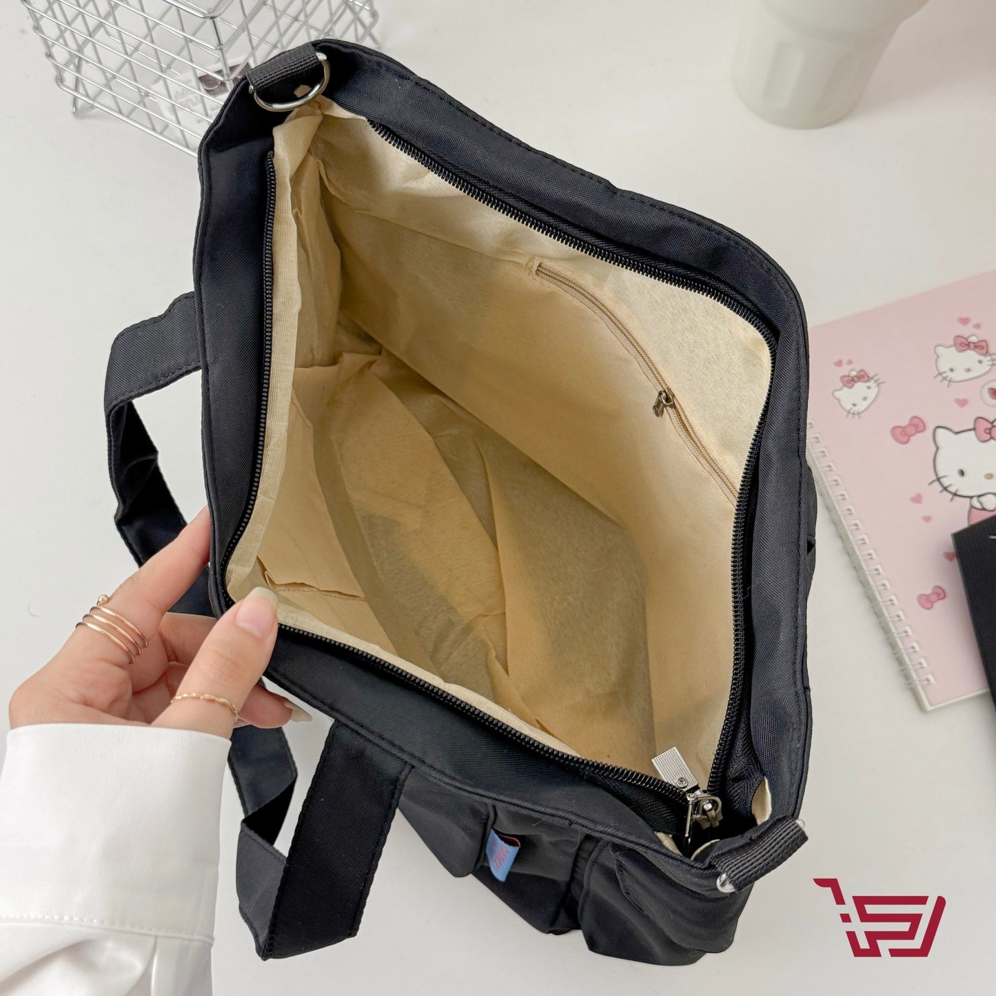 حقيبة كتف بجيوب متعددة مع محفظة