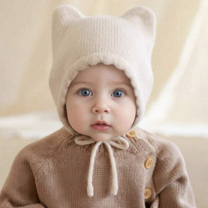 قبعة اطفال صوف بشكل القطة