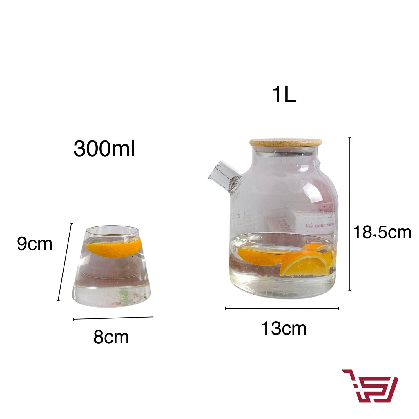 سيت وعاء زجاجي مع اكواب