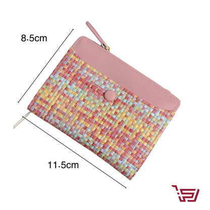 محفظة نقود صغيرة من الجلد والقش