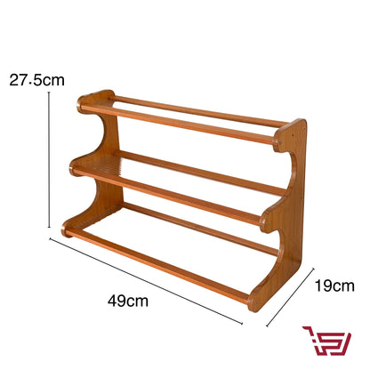 رف اكواب من خشب البامبو والاكريلك