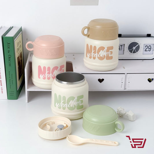 حافظة طعام حرارية ستانلس ستيل بشكل كوب