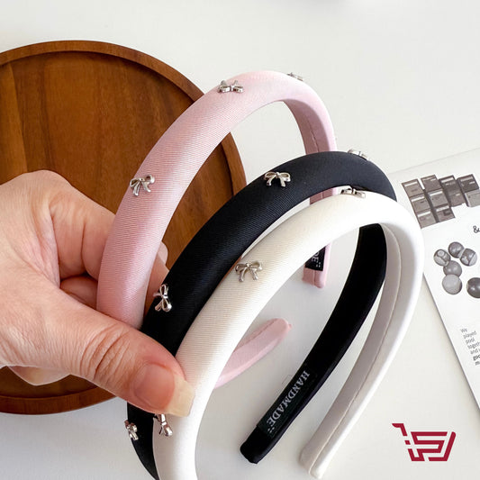 طوق شعر قماش بنقشة فيونكة