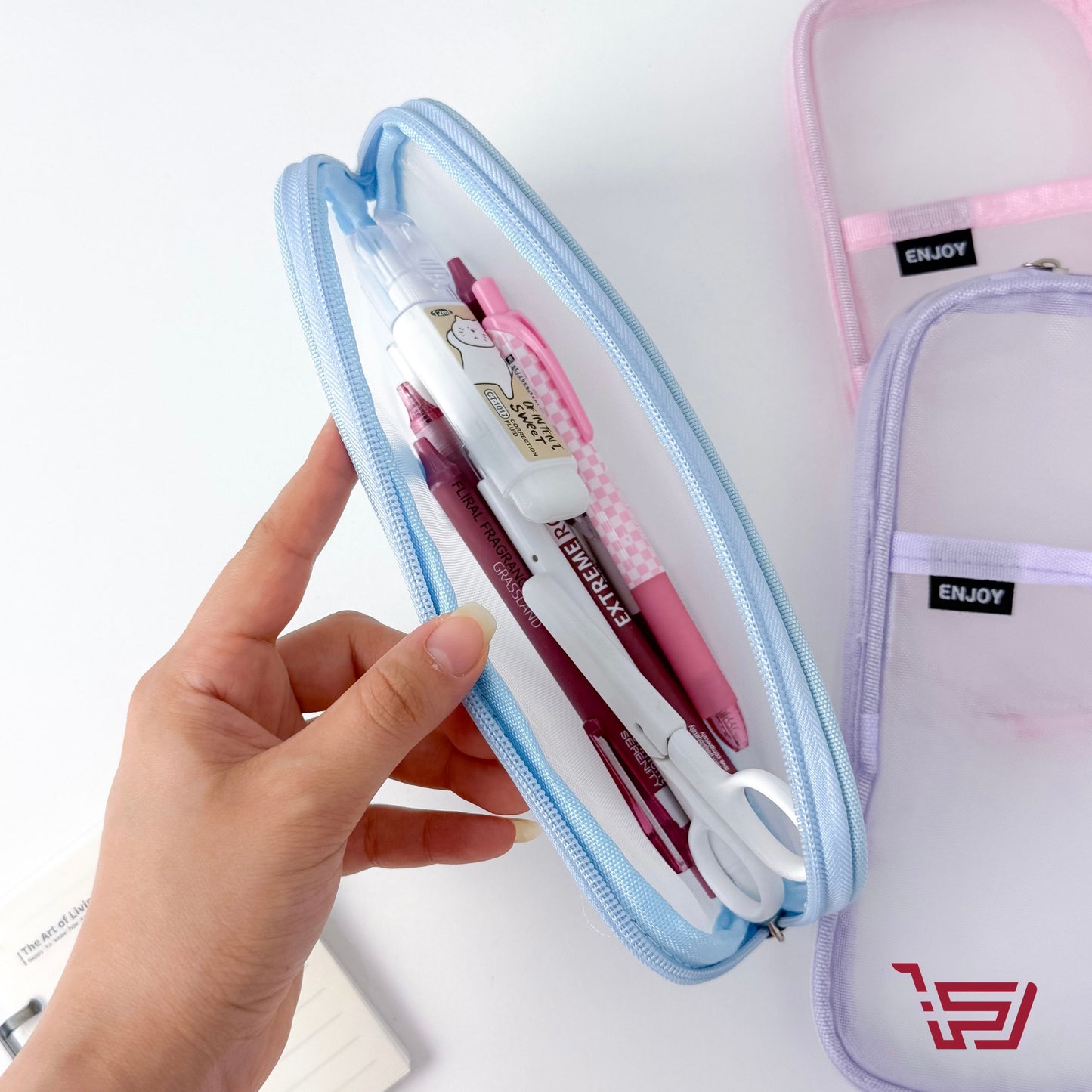 محفظة اقلام قماش شفاف