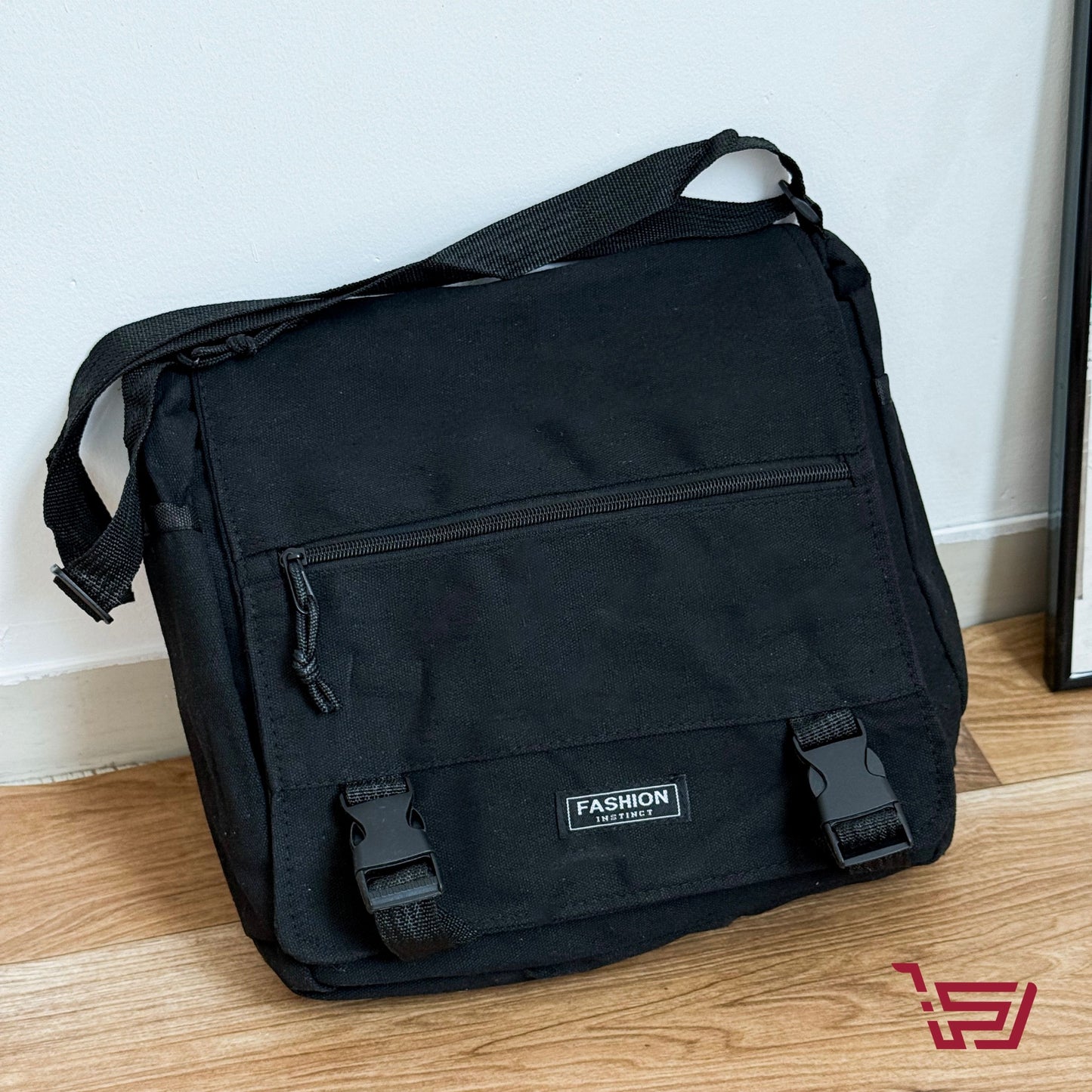 حقيبة كتف قماش بجيوب متعددة