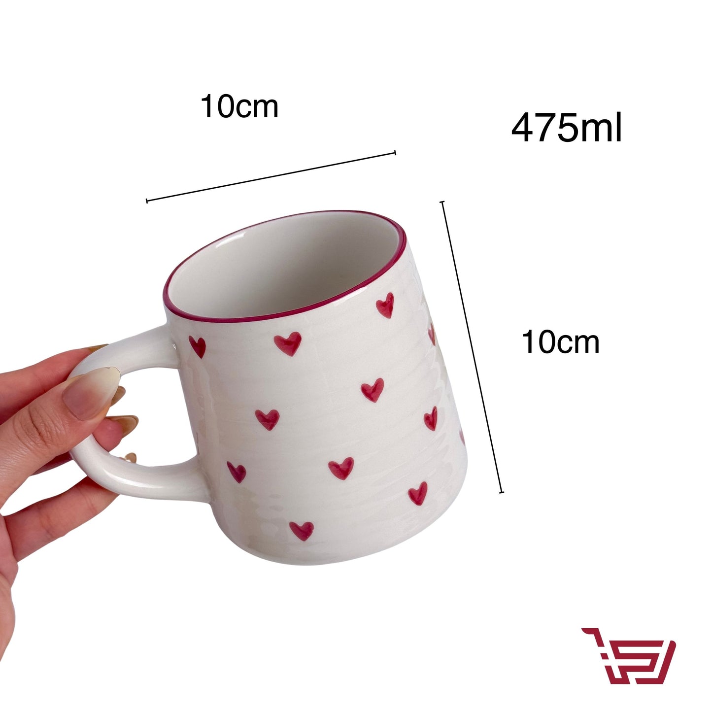 كوب سيراميك قلوب بسعة كبيرة