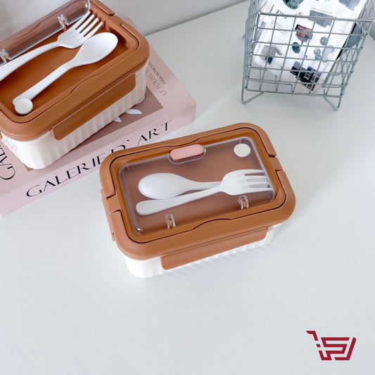 حافظة طعام مع شوكة و ملعقة