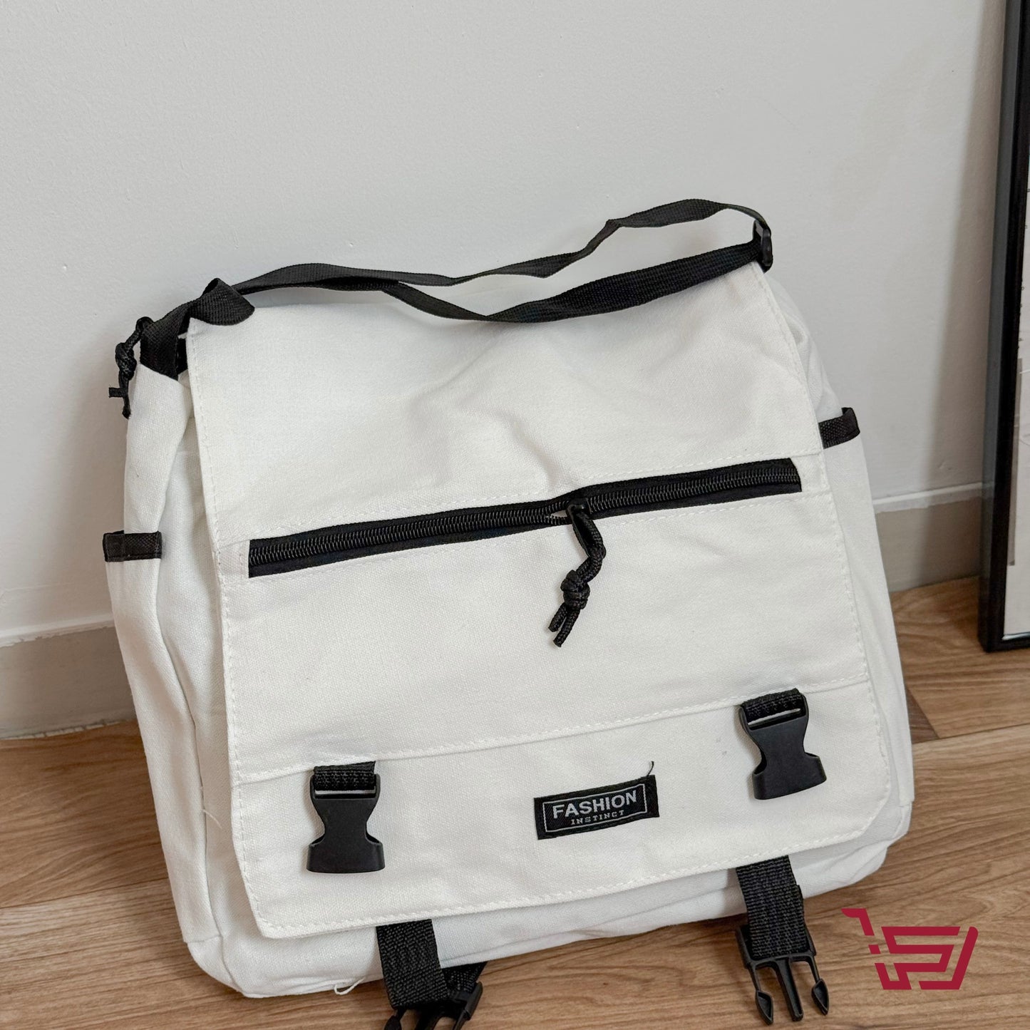 حقيبة كتف قماش بجيوب متعددة