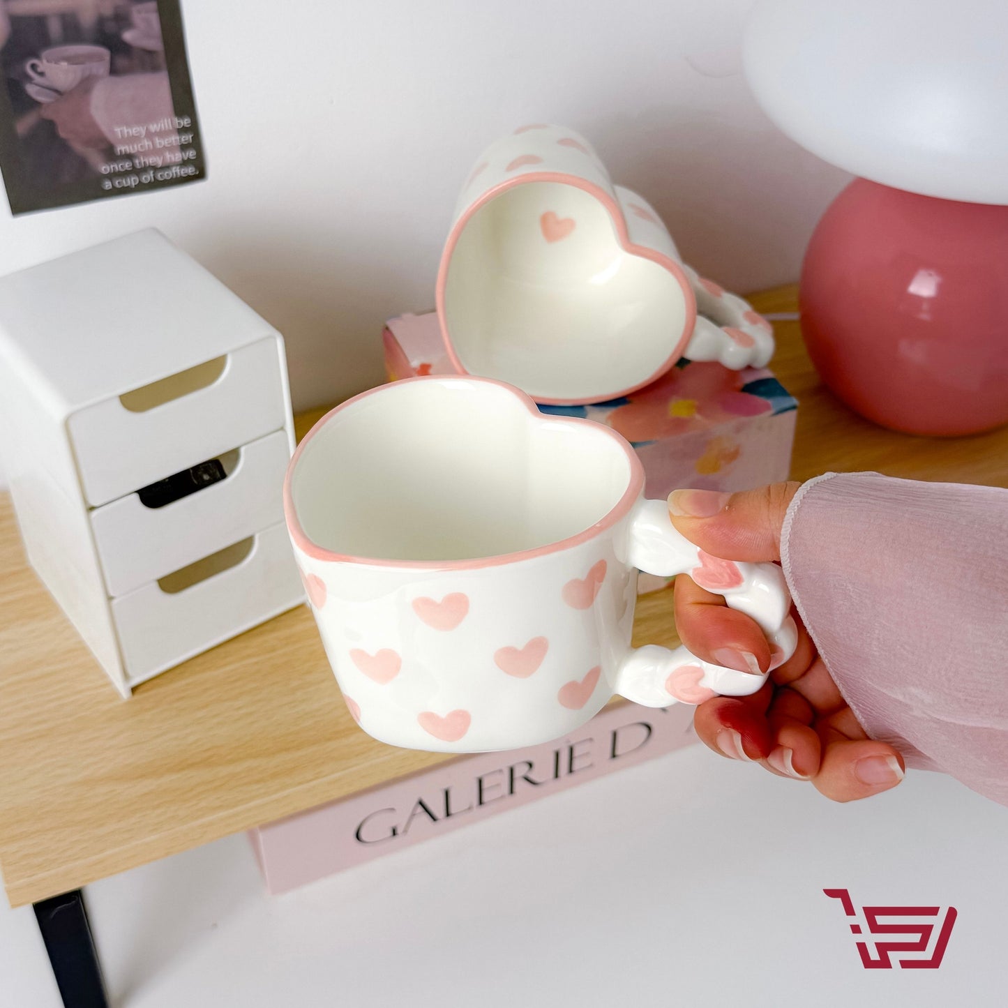كوب سيراميك القلوب