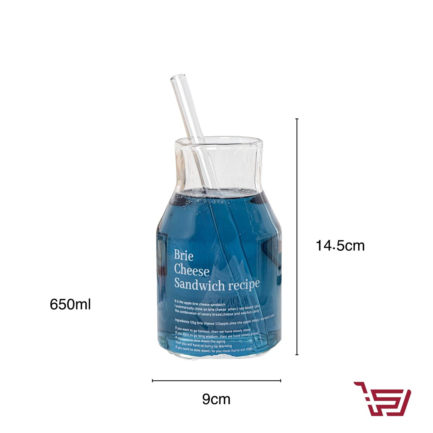 كأس زجاجي مع قصبة