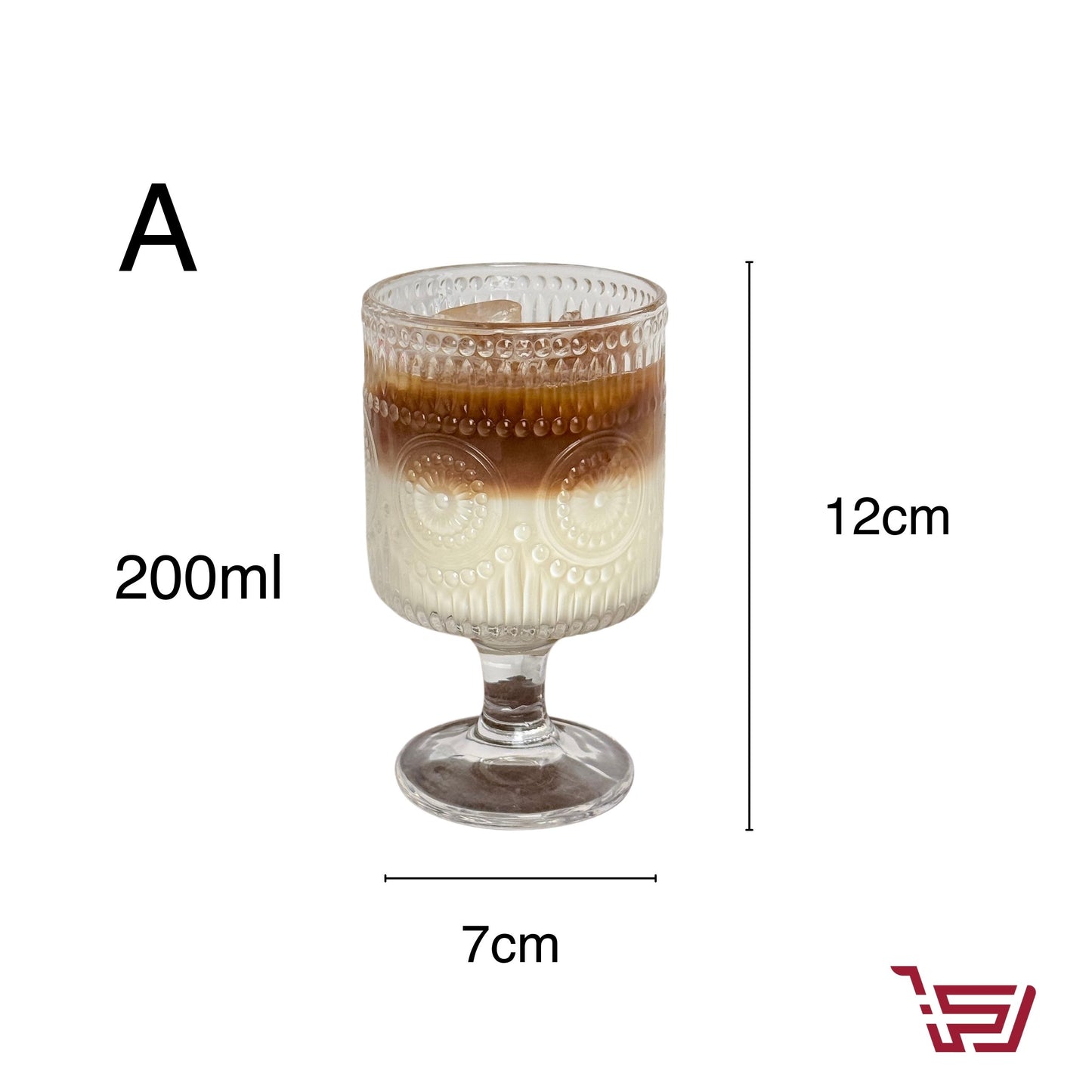 كأس زجاج بسعة كبيرة مزخرف