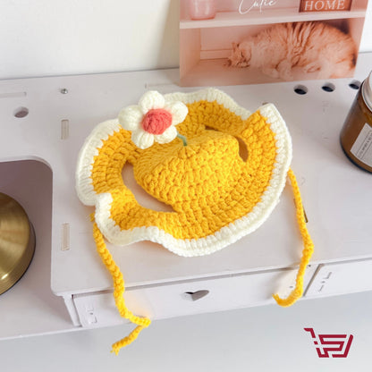 قبعة قطة بشكل زهرة