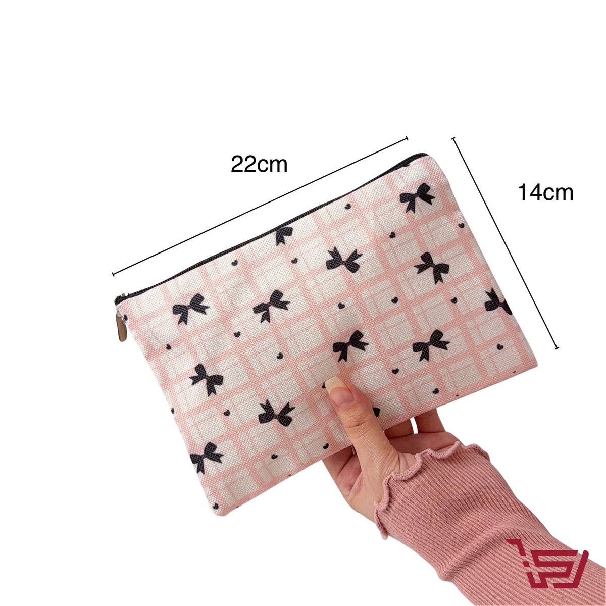محفظة كوزمتك وردي bowtie