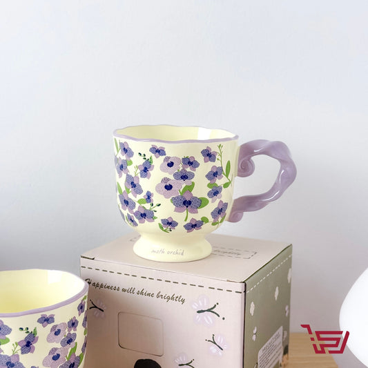 كوب سيراميك بطبعات الورد