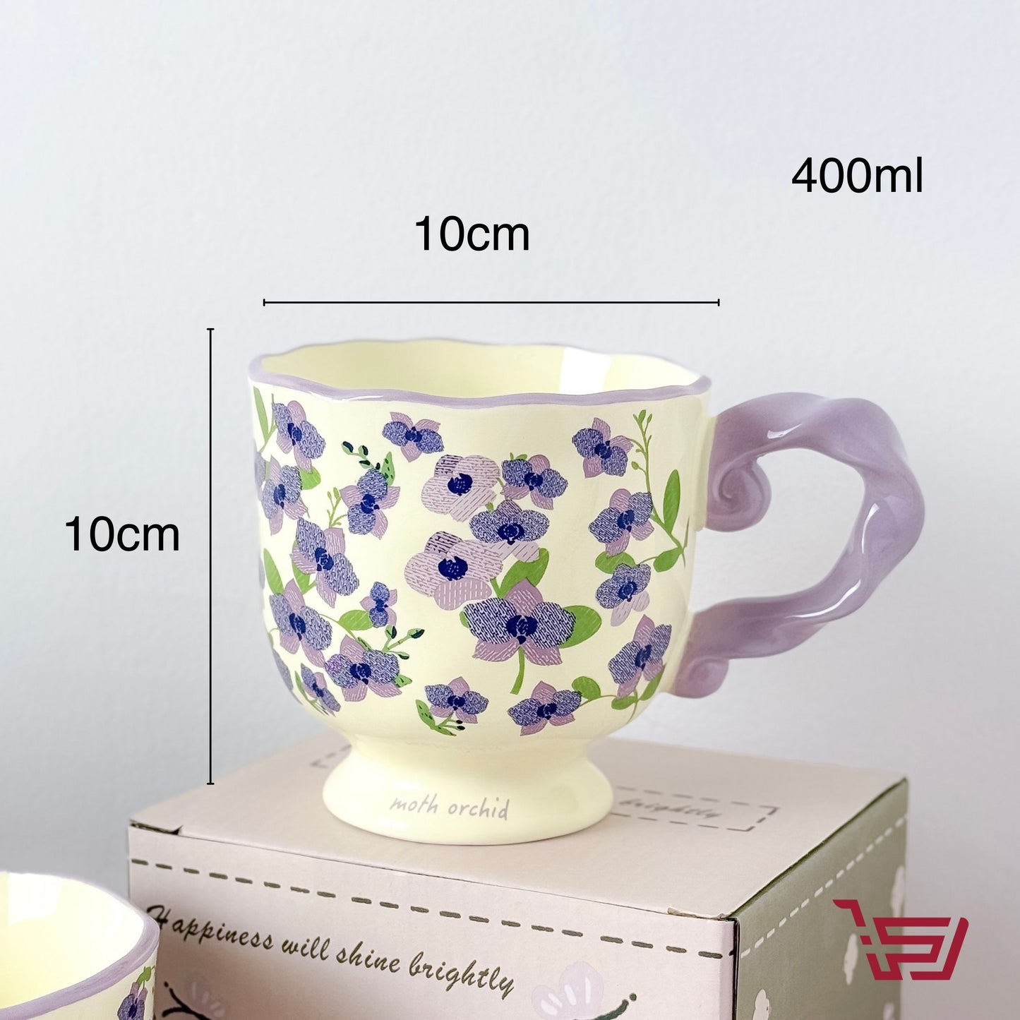 كوب سيراميك بطبعات الورد