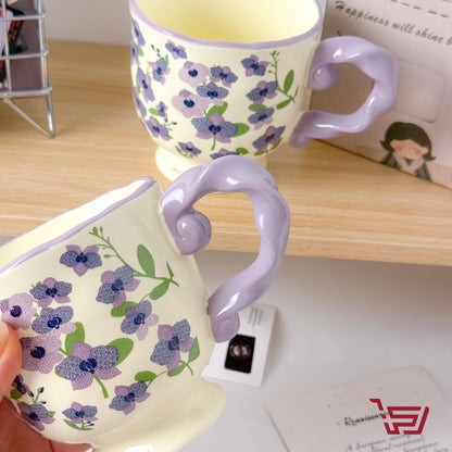 كوب سيراميك بطبعات الورد