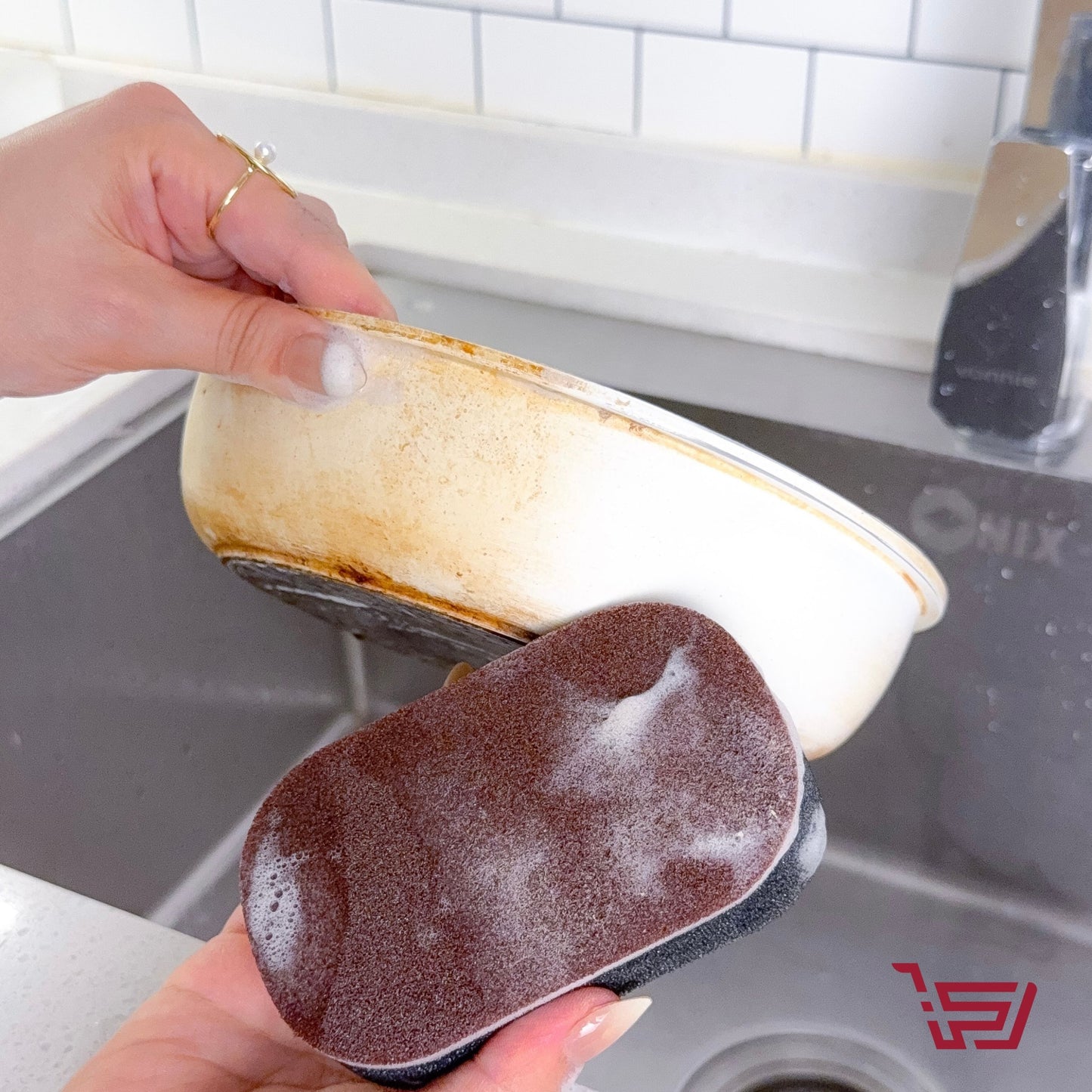 سيت اسفنجة غسيل صحون بجهة خشنة