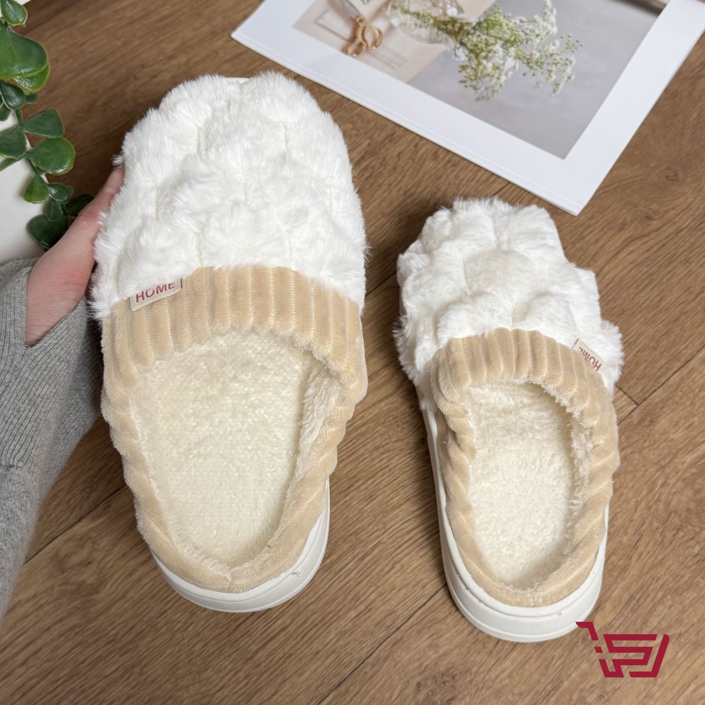 سليبر منزلي بتصميم شبكي مبطن