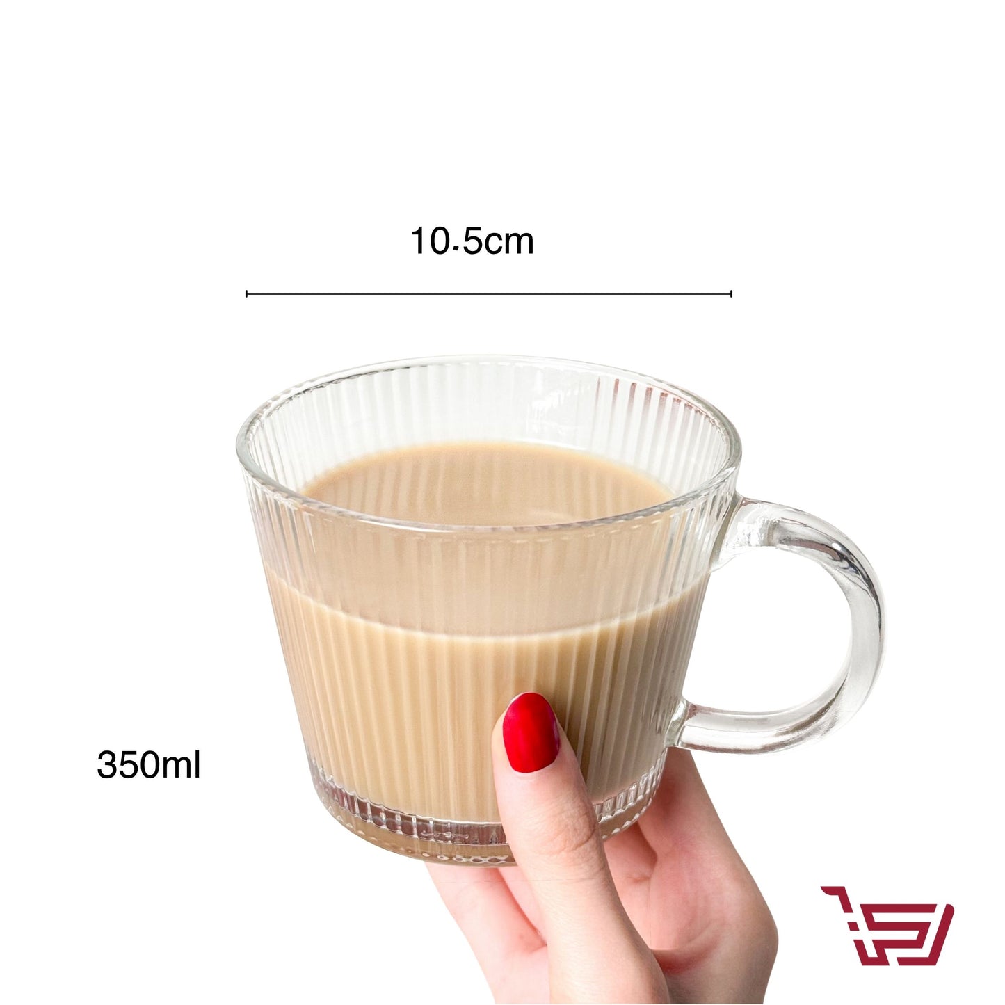 كوب زجاجي شفاف مخطط