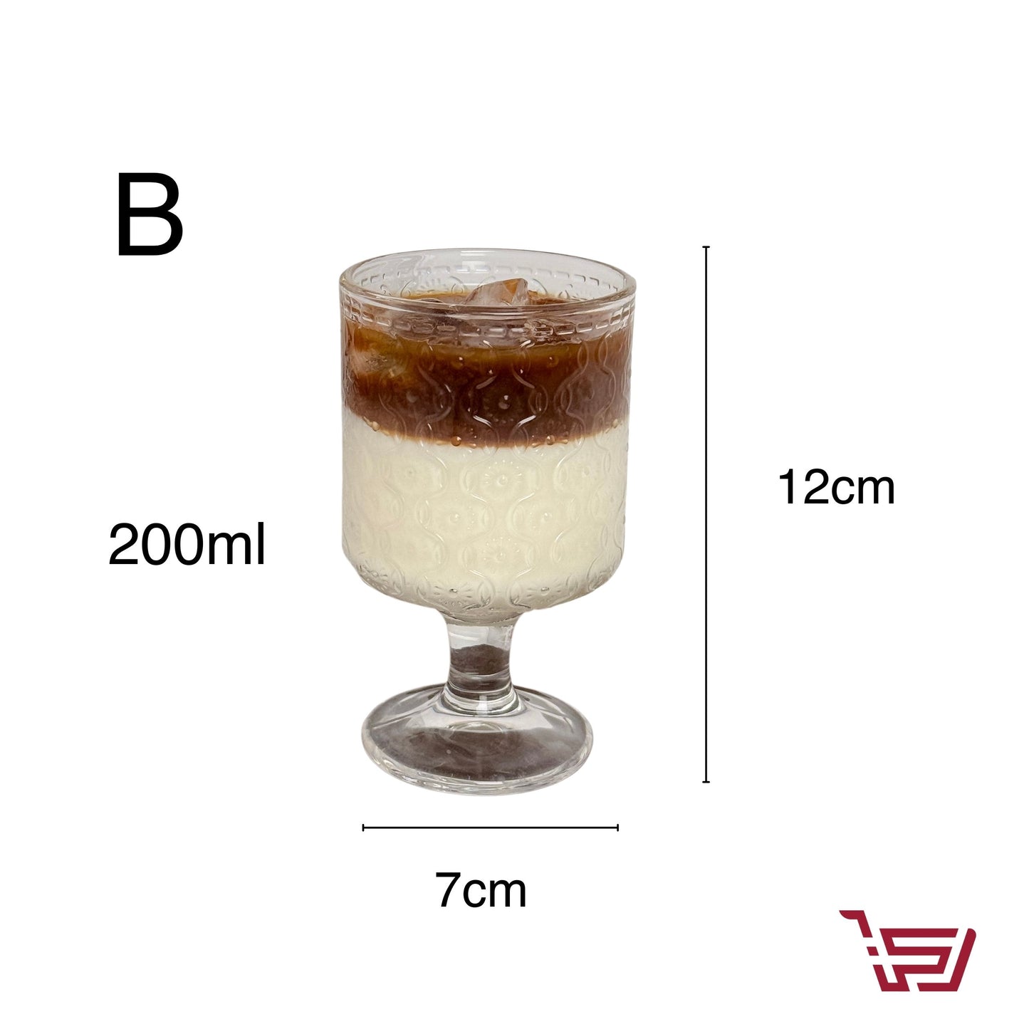 كأس زجاج بسعة كبيرة مزخرف