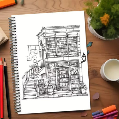 دفتر تلوين واجهات مكتبات عتيقة