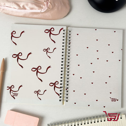 دفتر A5 فيونكة احمر وقلوب