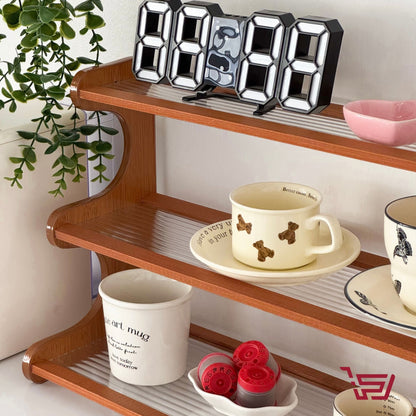 رف اكواب من خشب البامبو والاكريلك