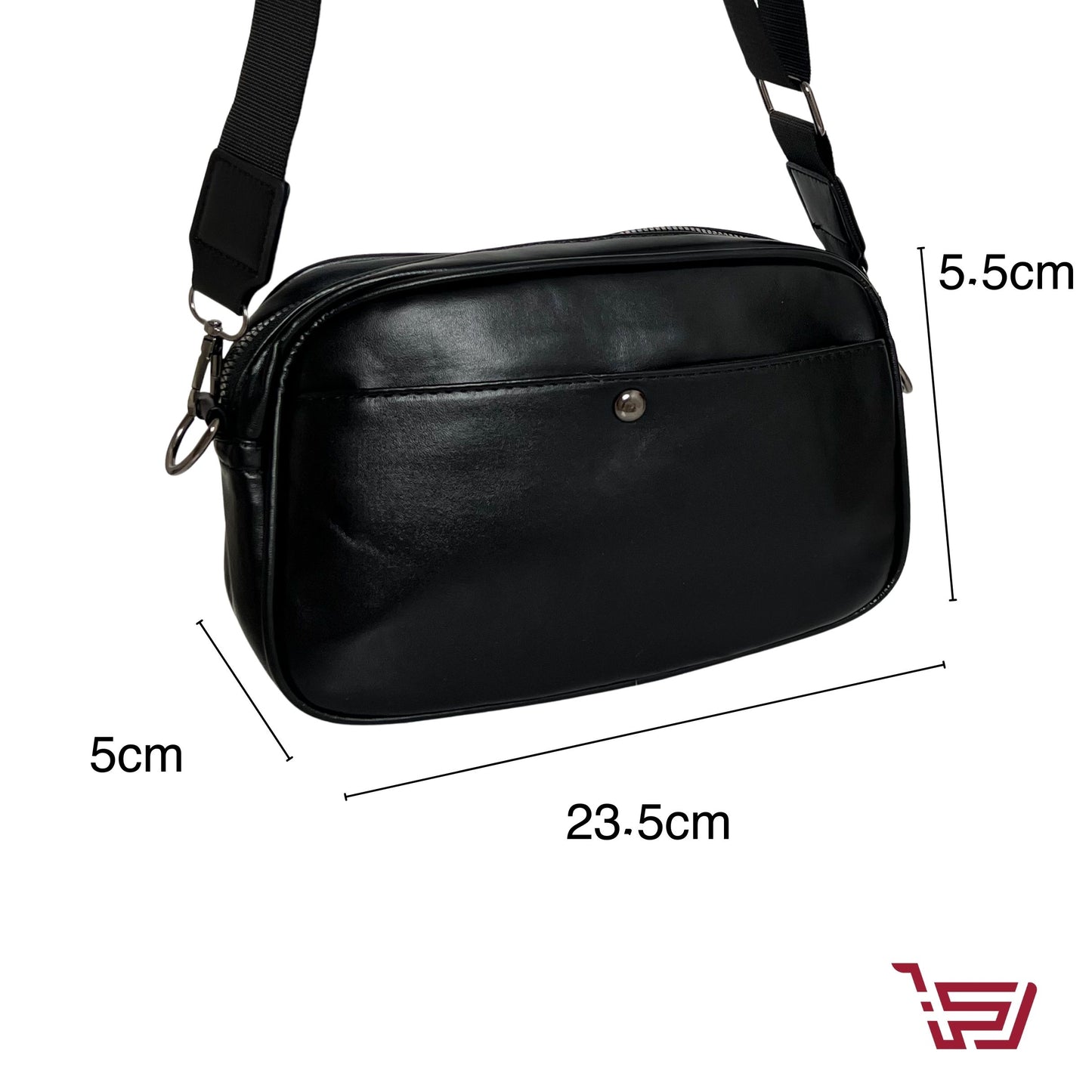 حقيبة كتف جلد متوسطة الحجم مع حزام