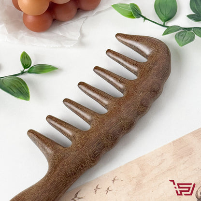 مشط خشب طبيعي بأسنان عريضة