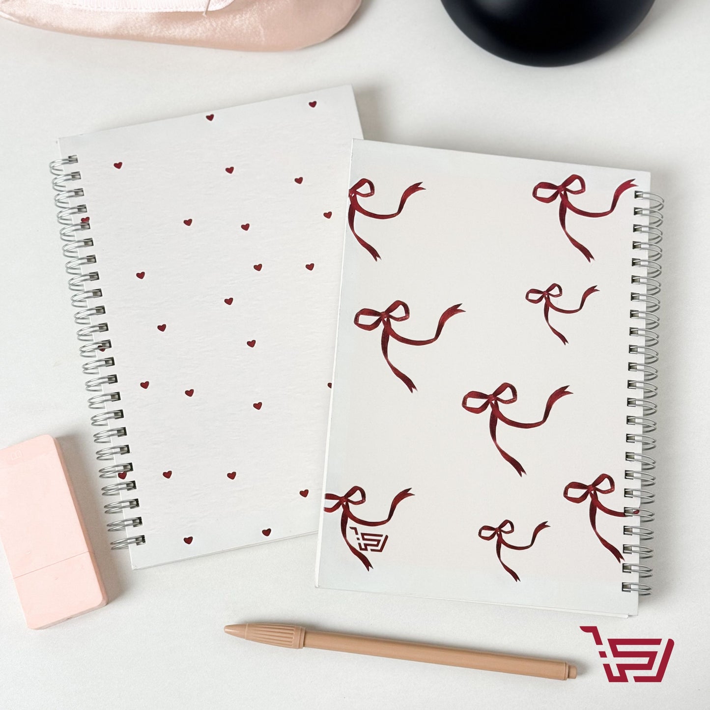 دفتر A5 فيونكة احمر وقلوب