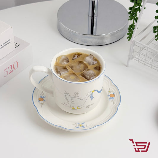 كوب سيراميك البطة مع صحن