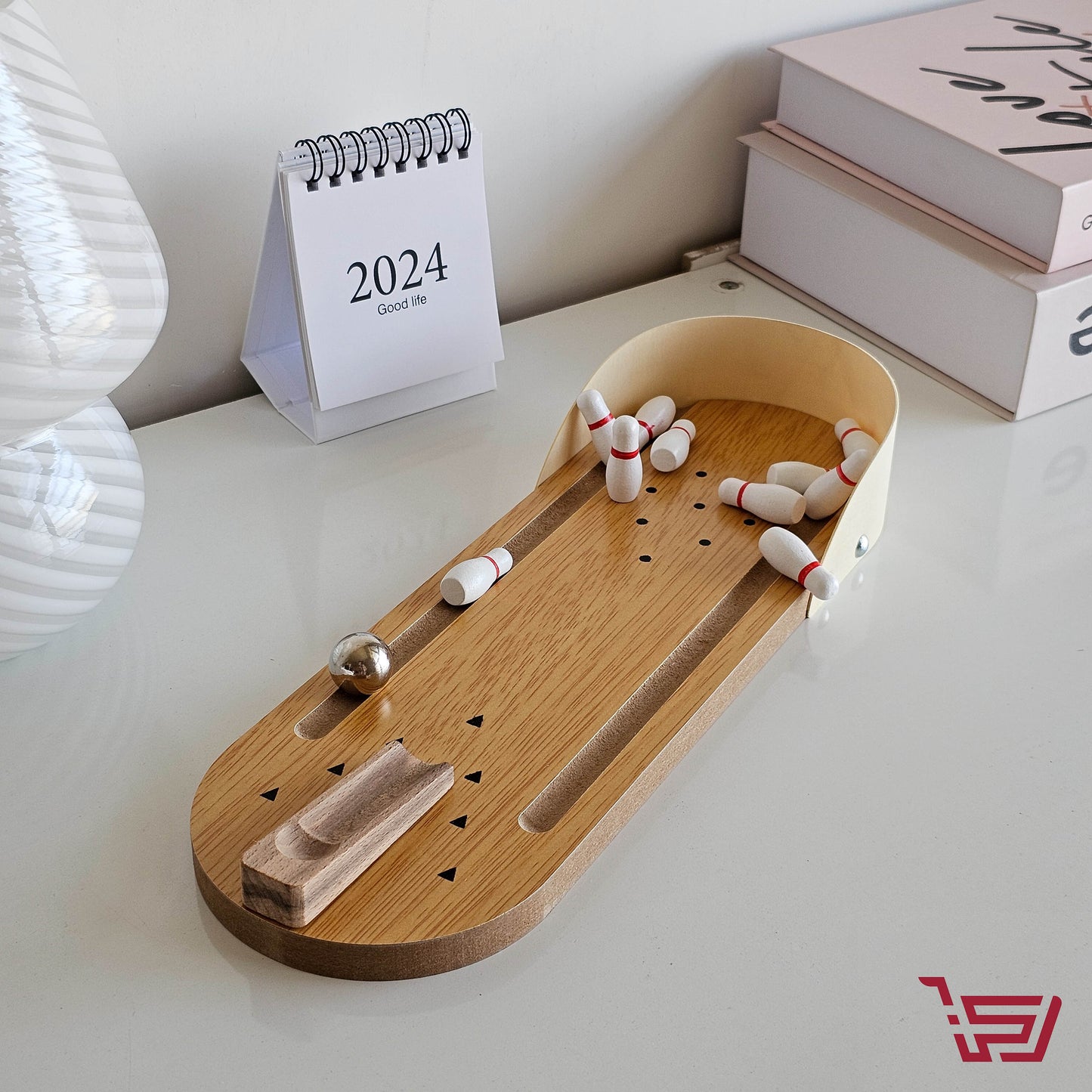 لعبة بولينغ طاولة خشبية صغيرة