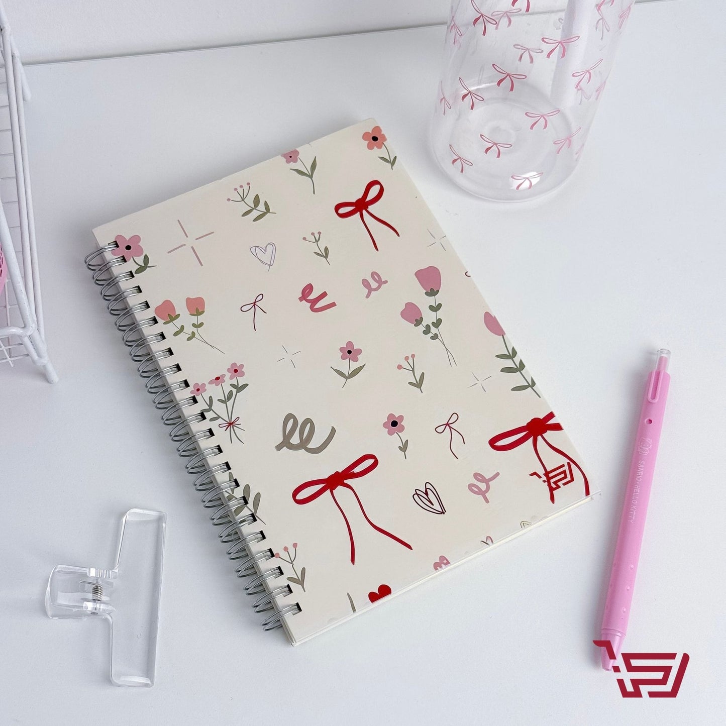 دفتر A5 زهور و فيونكة