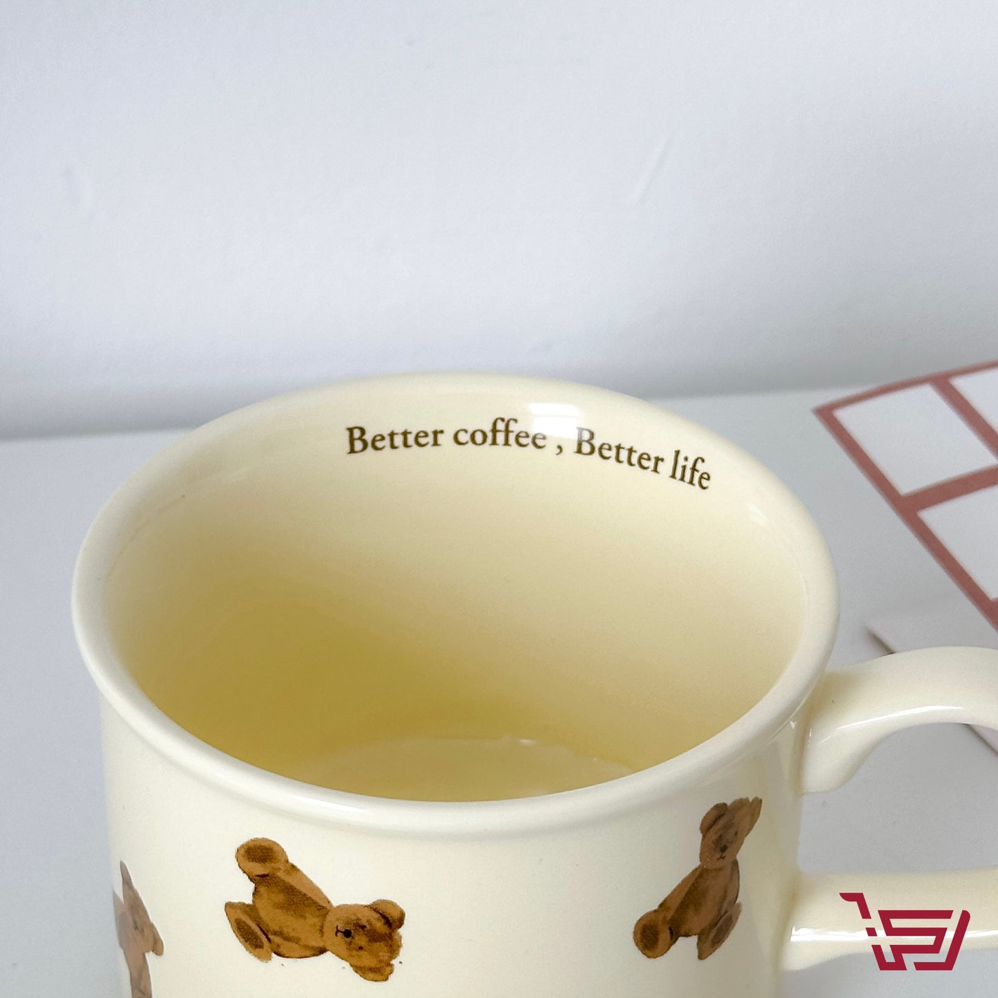 كوب سيراميك الدب مع صحن