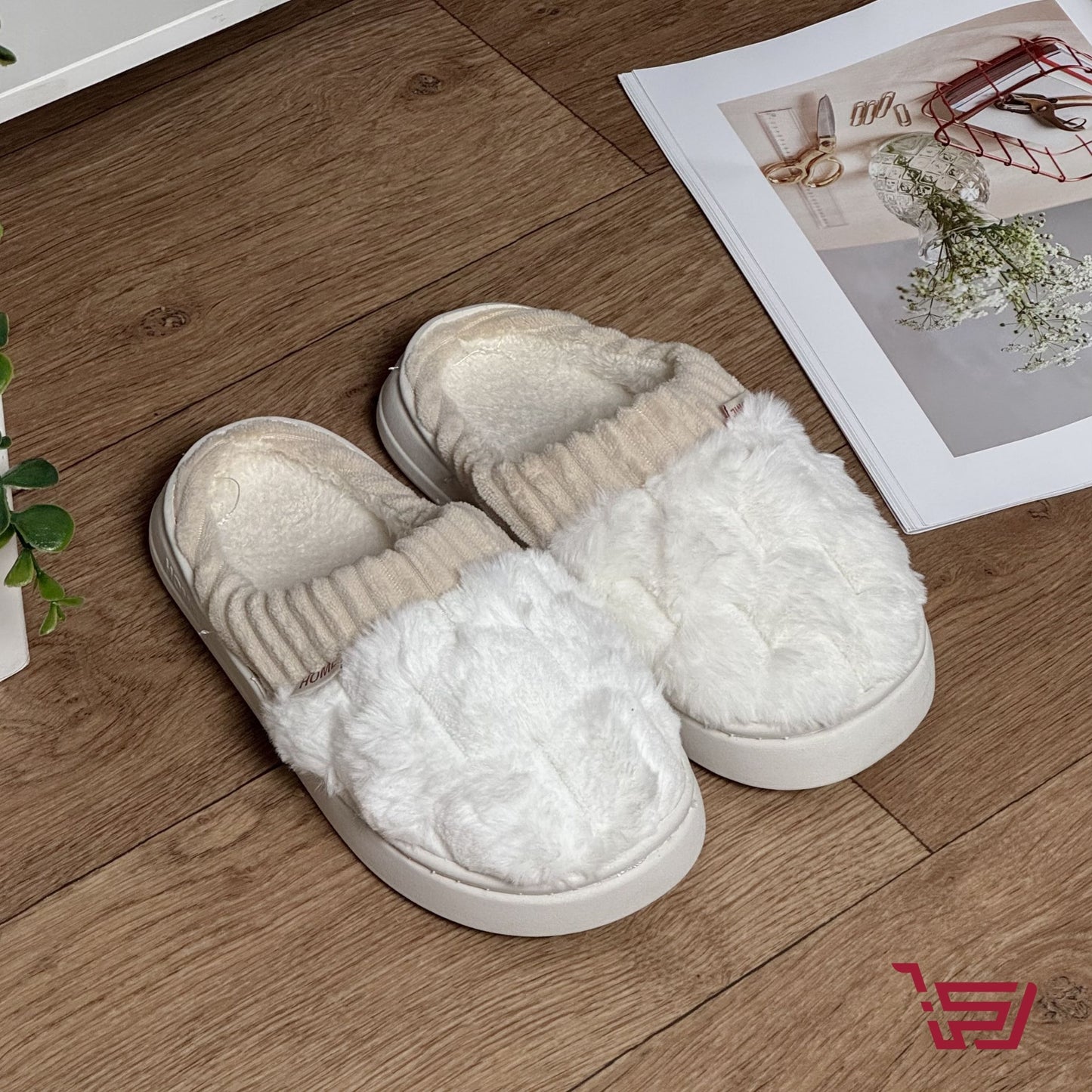 سليبر منزلي بتصميم شبكي مبطن