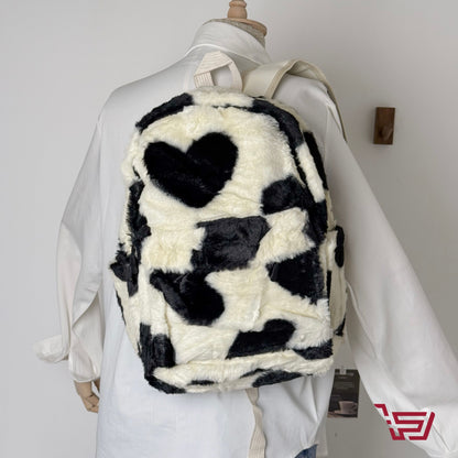 حقيبة ظهر فرو منقطة