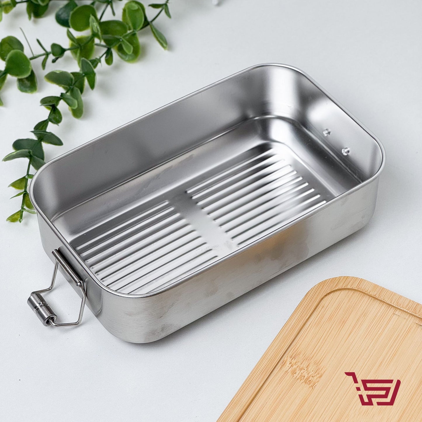 حافظة طعام ستيل مع غطاء خشب