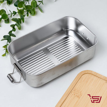 حافظة طعام ستيل مع غطاء خشب